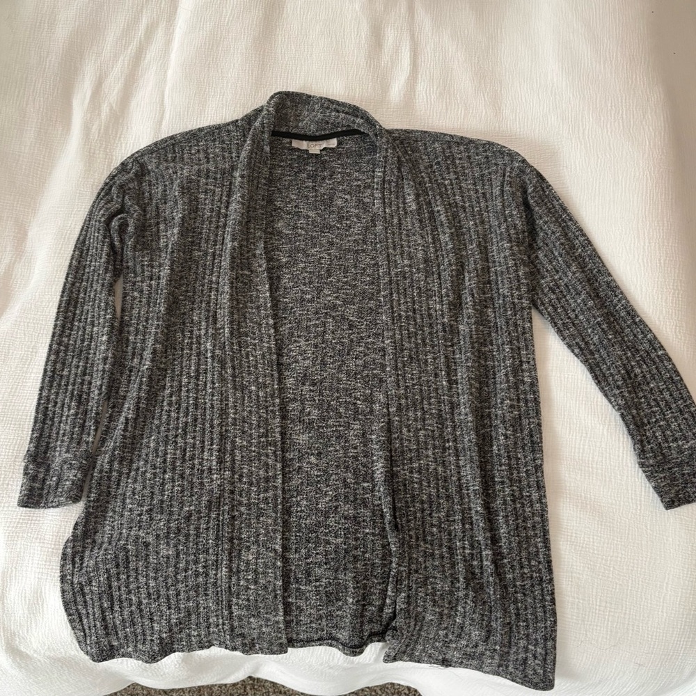 LOFT Charcoal Open-Front Cardigan